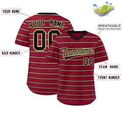 Crimson Black-Khaki Horizontal Stripe Pullover Baseball Jersey 2