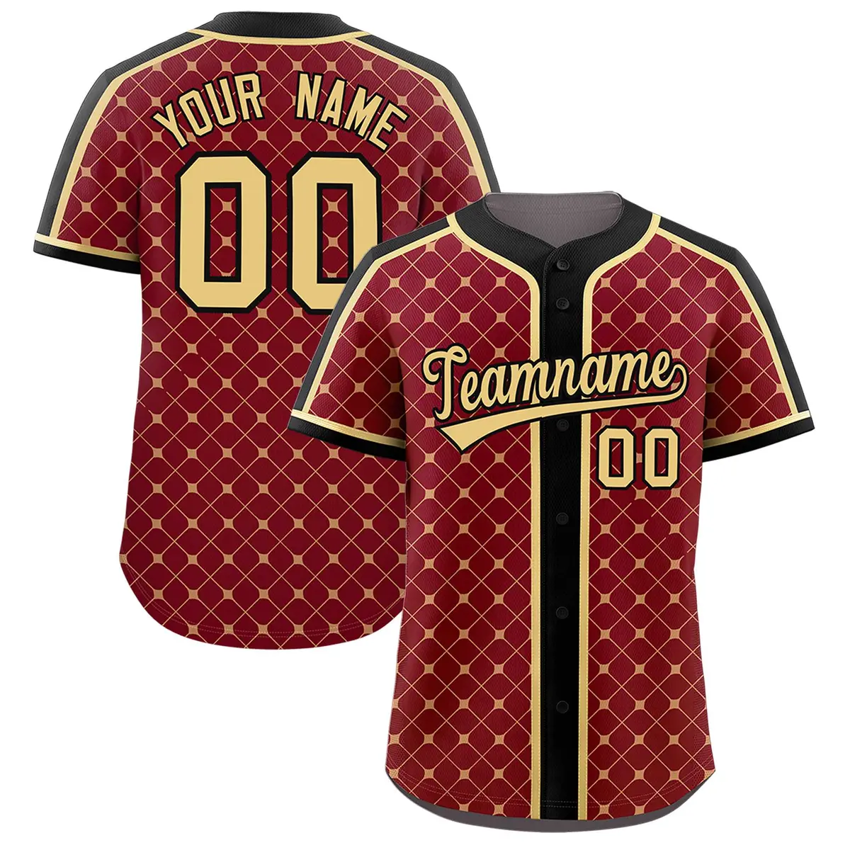 Crimson Black-Khaki Plaid Authentic Baseball Jersey