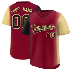 Crimson Black-Khaki Raglan Pullover Baseball Jersey 1