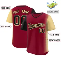 Crimson Black-Khaki Raglan Pullover Baseball Jersey 2