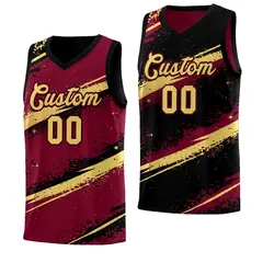 Crimson Black Khaki Reversible Basketball Jersey Stellar Strike 1