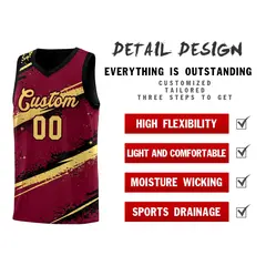 Crimson Black Khaki Reversible Basketball Jersey Stellar Strike 3