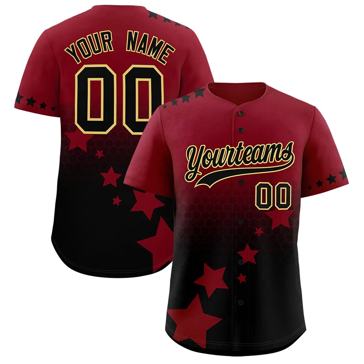 Crimson Black Khaki Rising Stars Gradient Baseball Jersey