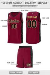Crimson Black Khaki Side Splash Basketball Jersey 2