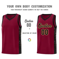 Crimson Black Khaki Side Splash Basketball Jersey 3