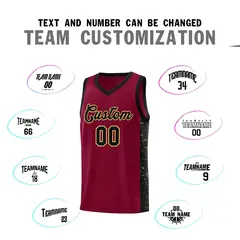 Crimson Black Khaki Side Splash Basketball Jersey 4