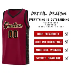 Crimson Black Khaki Side Splash Basketball Jersey 5
