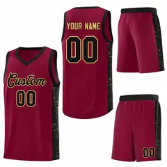 Crimson Black Khaki Side Splash Basketball Jersey 6