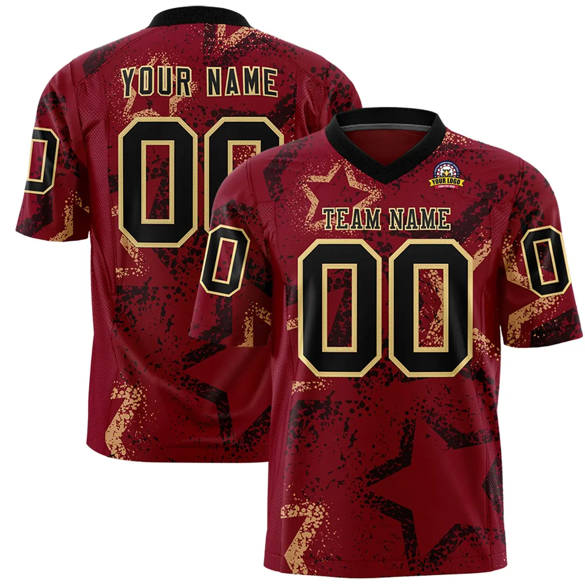 Crimson Black Khaki Star Graffiti Authentic Football Jersey