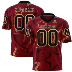 Crimson Black Khaki Star Graffiti Authentic Football Jersey 1