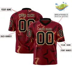 Crimson Black Khaki Star Graffiti Authentic Football Jersey 2