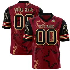 Crimson Black-Khaki Star Pattern Authentic Football Jersey