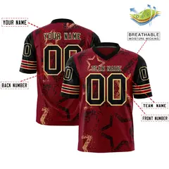 Crimson Black-Khaki Star Pattern Authentic Football Jersey 2
