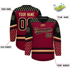 Crimson Black Khaki Star Series Lace-Up Neck Hockey Jersey 2