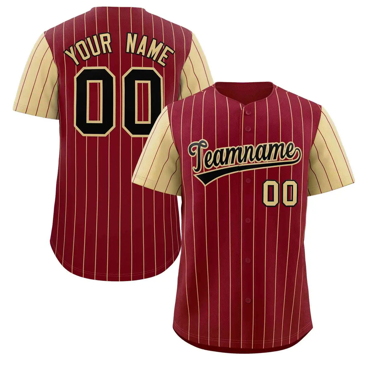 Crimson Black-Khaki Stripe Raglan Baseball Jersey