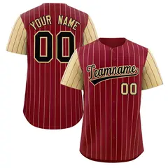 Crimson Black-Khaki Stripe Raglan Baseball Jersey 1