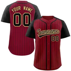 Crimson Black-Khaki Stripe Raglan Baseball Jersey