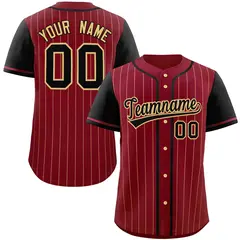 Crimson Black-Khaki Stripe Raglan Baseball Jersey 1