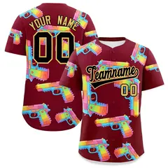 Crimson Black Khaki Sugar-Coated Firepower Graffiti Baseball Jersey