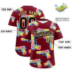 Crimson Black Khaki Sugar-Coated Firepower Graffiti Baseball Jersey 2