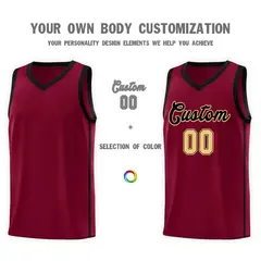 Crimson Black-Khaki Two Bars Basketball Uniform Jersey 3