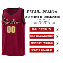 Crimson Black-Khaki Two Bars Basketball Uniform Jersey 5