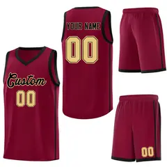 Crimson Black-Khaki Two Bars Basketball Uniform Jersey 6