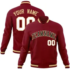 Crimson Black-Khaki Varsity Full-Snap Letterman Jacket 1