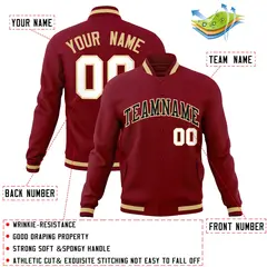 Crimson Black-Khaki Varsity Full-Snap Letterman Jacket 4