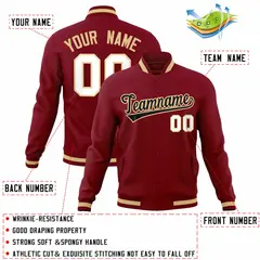 Crimson Black-Khaki Varsity Full-Snap Letterman Jacket 4