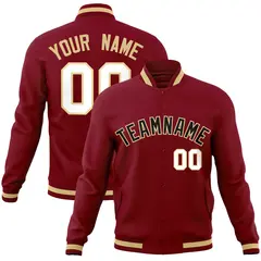 Crimson Black-Khaki Varsity Full-Snap Letterman Jacket 1