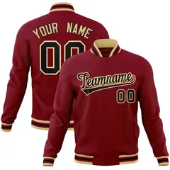 Crimson Black-Khaki Varsity Full-Snap Letterman Jacket 1
