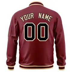 Crimson Black-Khaki Varsity Full-Zip Letterman Bomber Jacket 4
