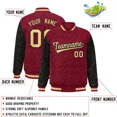 Crimson Black L Pattern Varsity Raglan Letterman Jacket 2