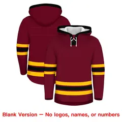 Crimson Black Lace-Up Neck Hockey Hoodie Classic Style 7