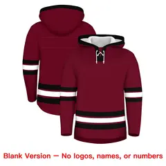 Crimson Black Lace-Up Neck Hockey Hoodie Classic Style 7