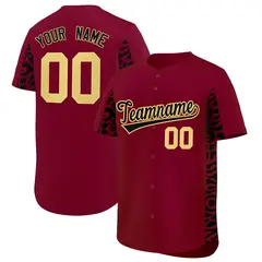 Crimson Black Leopard Graffiti Side Design Baseball Jersey
