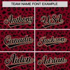 Crimson Black Leopard Print Varsity Letterman Jacket Hoodie 5