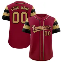 Crimson Black Old Gold Sleeve Flag Lace Baseball Jersey