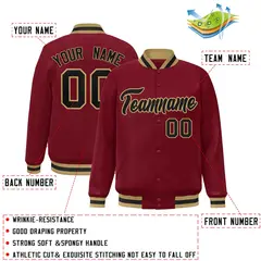 Crimson Black-Old Gold Varsity Full-Snap Letterman Jacket 2