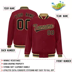 Crimson Black-Old Gold Varsity Full-Snap Letterman Jacket 2