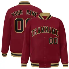 Crimson Black-Old Gold Varsity Full-Snap Letterman Jacket 1