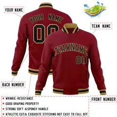 Crimson Black-Old Gold Varsity Full-Snap Letterman Jacket 4