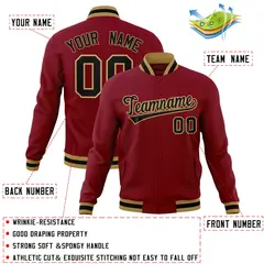 Crimson Black-Old Gold Varsity Full-Snap Letterman Jacket 4