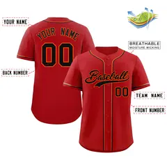 Crimson Black-Orange Authentic Classic Baseball Jersey 2
