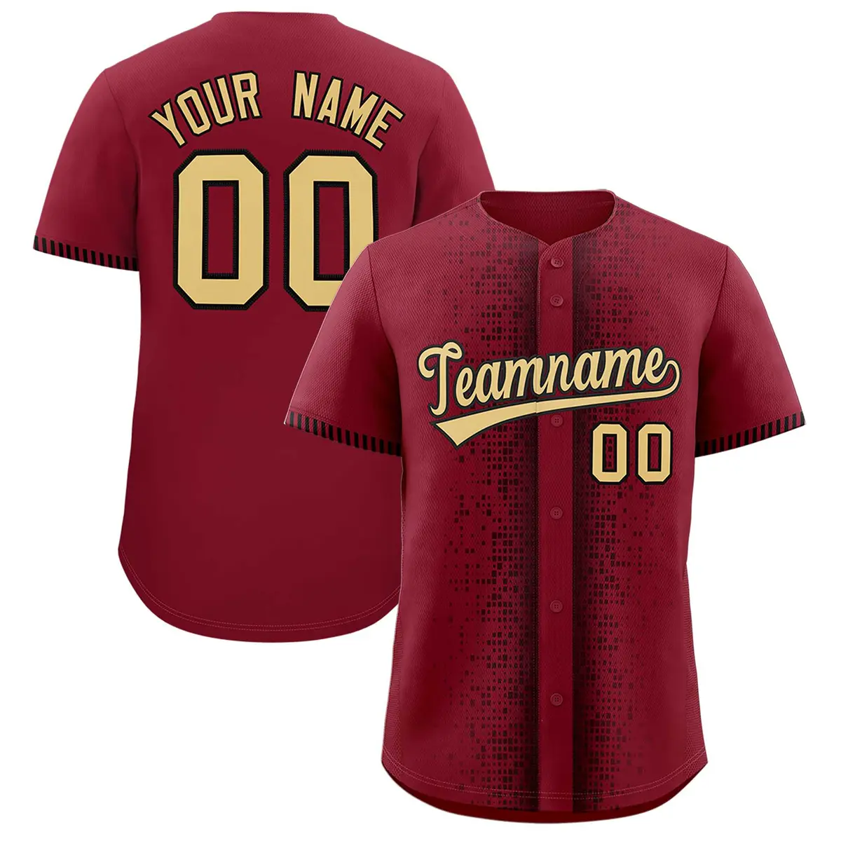 Crimson Black Phonetic Rhythm Authentic Baseball Jersey
