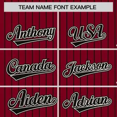Crimson Black Pinstripe Raglan Varsity Letterman Baseball Jacket 3