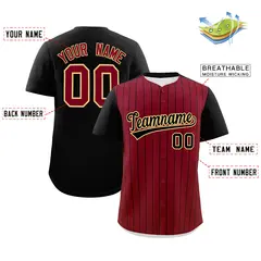 Crimson Black Pinstripe Two-Tone Authentic Baseball Jersey 2