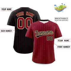 Crimson Black Pinstripe Two-Tone Authentic Baseball Jersey 2