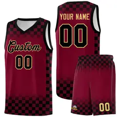Crimson Black Plaid Basketball Jersey for Teams